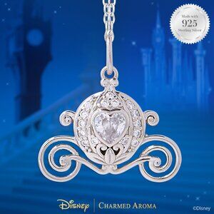 Disney Cinderella Pumpkin Carriage Necklace, 925 Sterling Silver Charmed Aroma